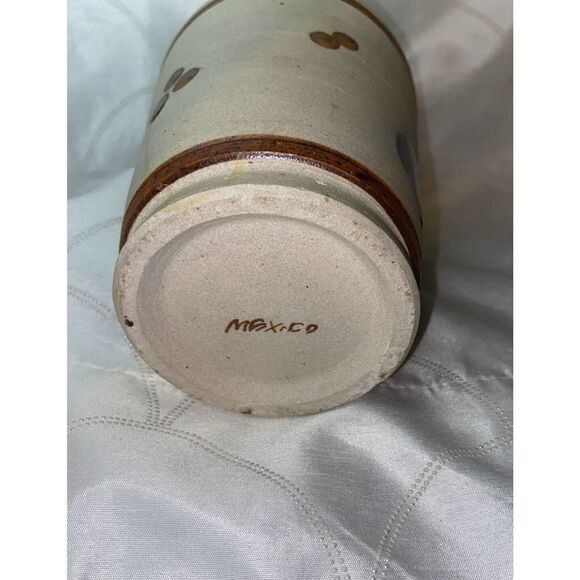 Vintage Tonala Mexican Folk Art Sandstone vase Bird signed Mexico‎ - Picture 9 of 10